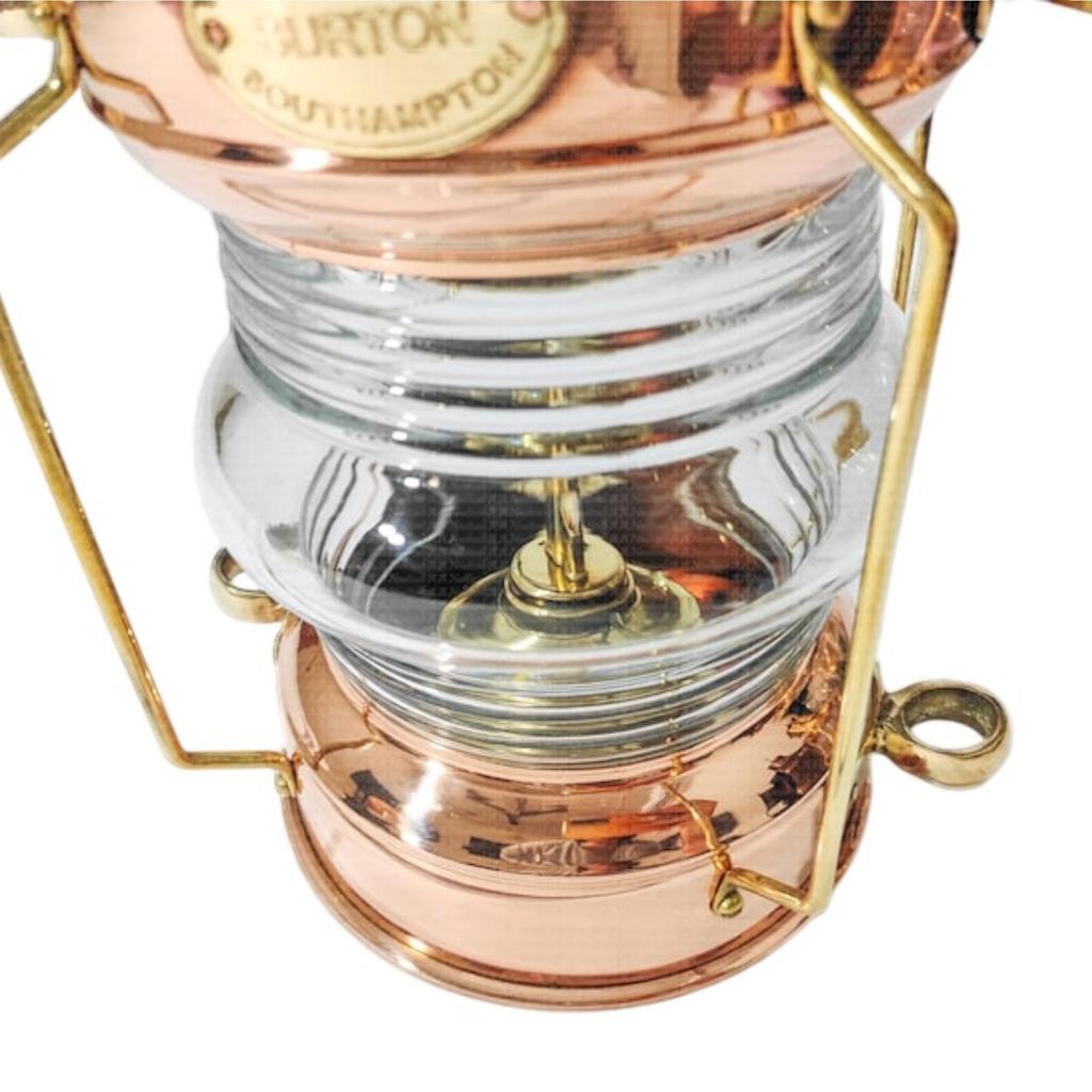 Felinar exterior funcțional din cupru masiv de 28 cm, lampă cu ulei nautică pentru navă/barcă, cadouri maritime pentru tată și seniori, decor de Halloween și Crăciun