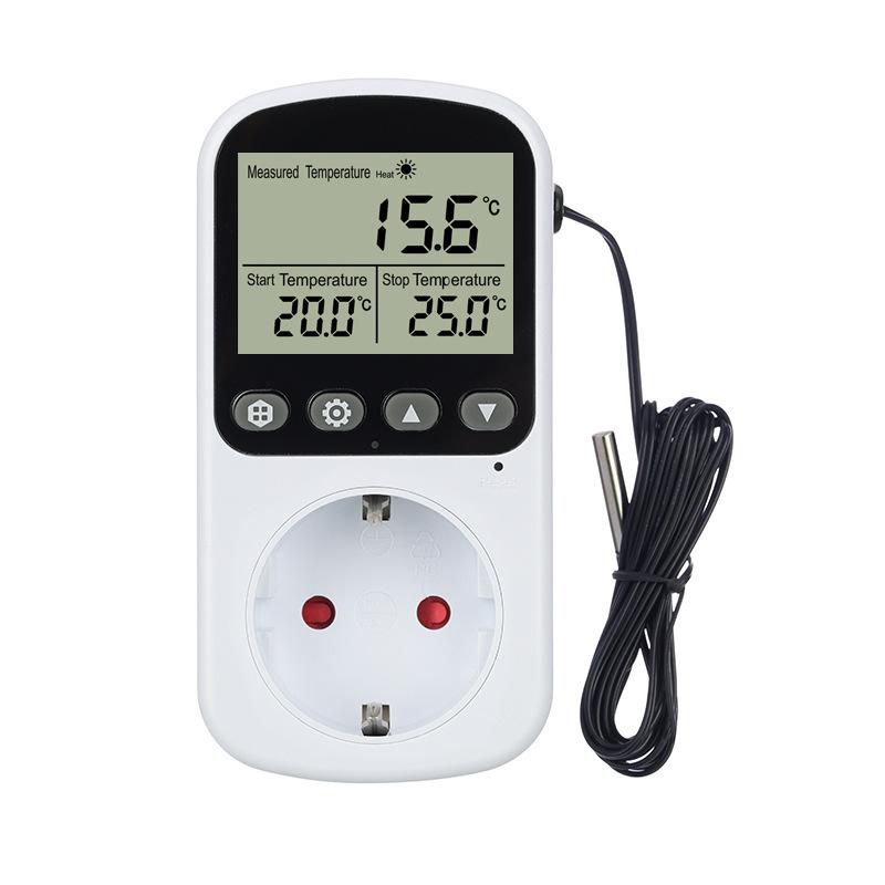 Digital EU Plug Temperature Controller Socket Outlet Thermostat With Timer Sensor Probe Heating Cooling Switch Backlight