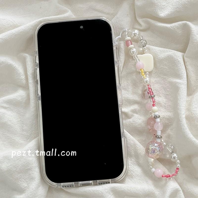 Cute Cartoon Cat Phone Case With Wrist Strap IPhone 17 Pro Max 16 15 14 13 12 Full Coverage Shockproof Silicone Cover