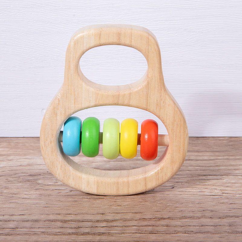 Montessori Baby's Rattle Molar Biteable Comfort Toy Wooden Newborn0-1Year-Old Baby Grip