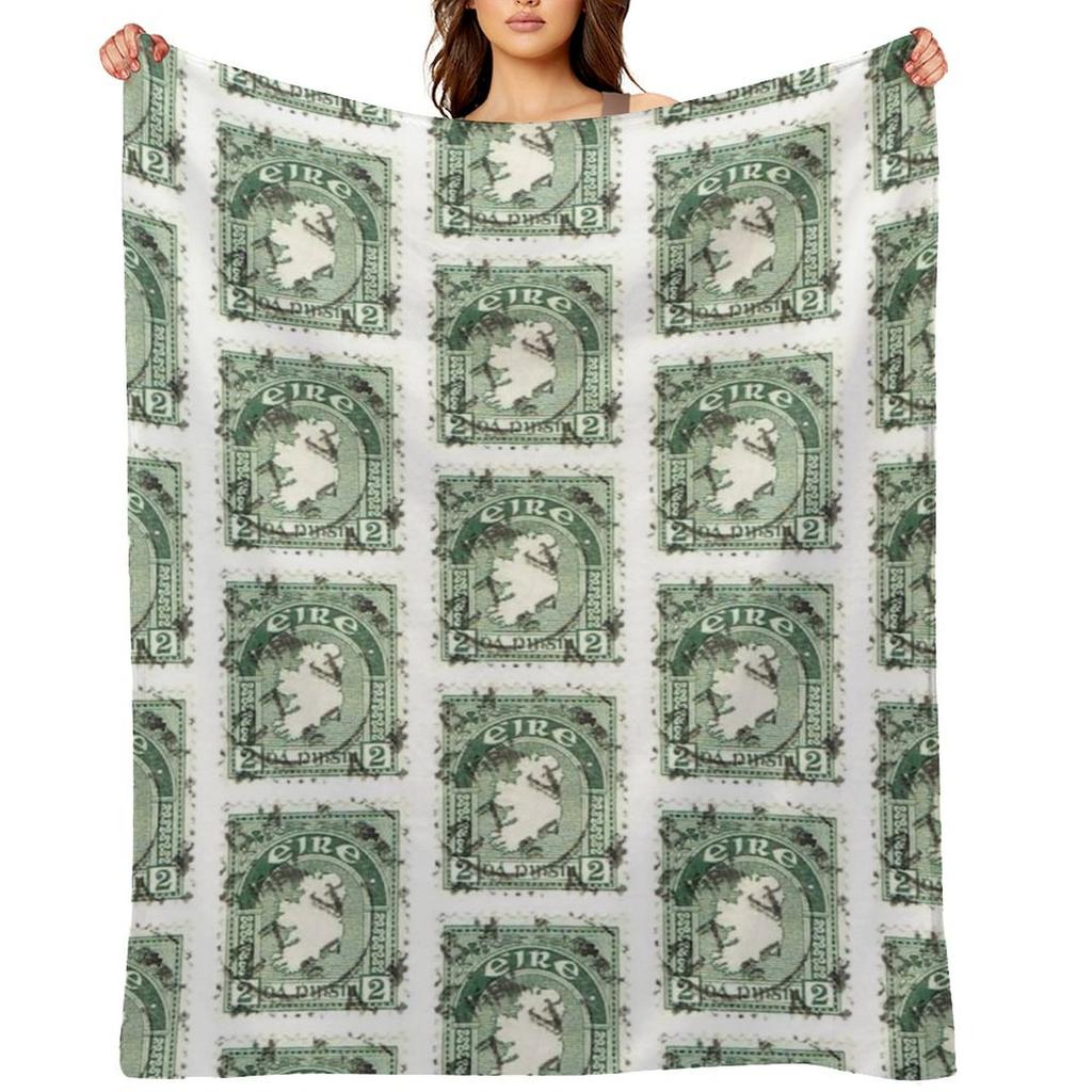 Vintage Ireland Postage Map Throw Blanket Softest Blankets For Baby Weighted Tourist Blankets