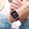 Literarisches Quadrat Xiaoxiangfeng Leuchtendes Quarz-Armbanduhr, Modische Farbe Kleines Quadratische Uhr, Paar-Uhr für Schüler und Schülerinnen