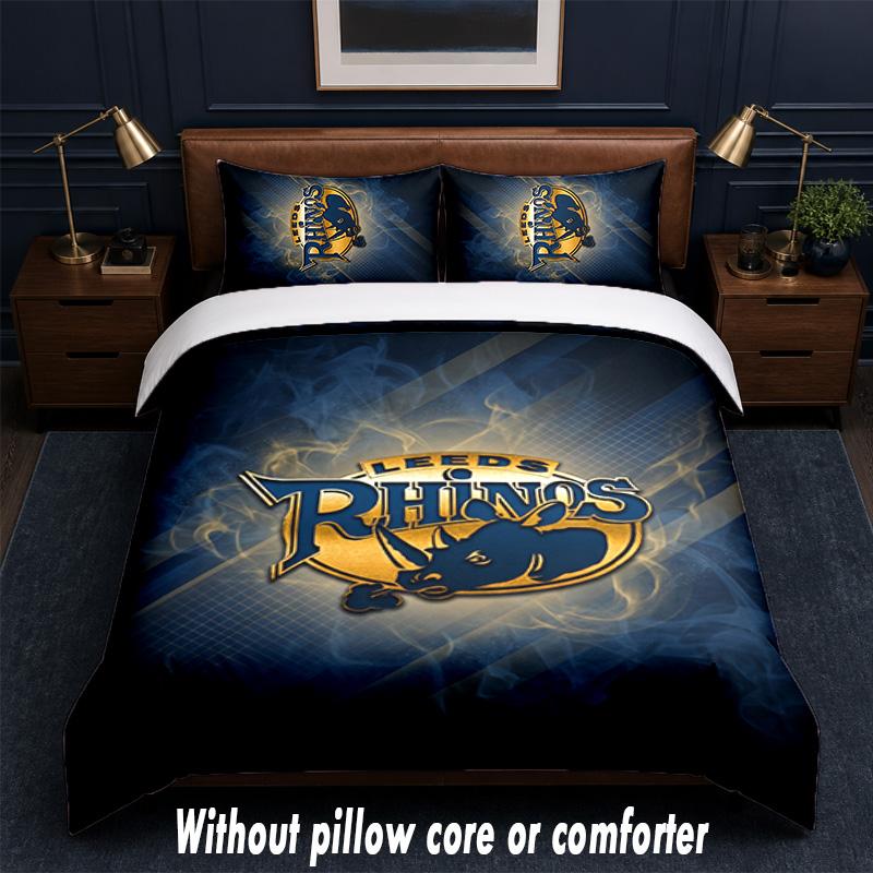 Leeds Rhinos Design Set Biancheria da Letto 1 Copripiumino + 2 Federe Morbido Traspirante Biancheria da Letto per la Casa