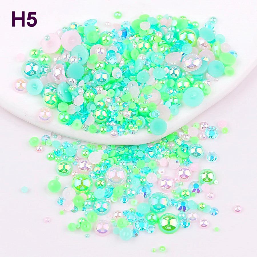 2mm-10mm Mixed Pearl & Resin AB Plated Half-Round ABS Imitation Pearl DIY Accessories