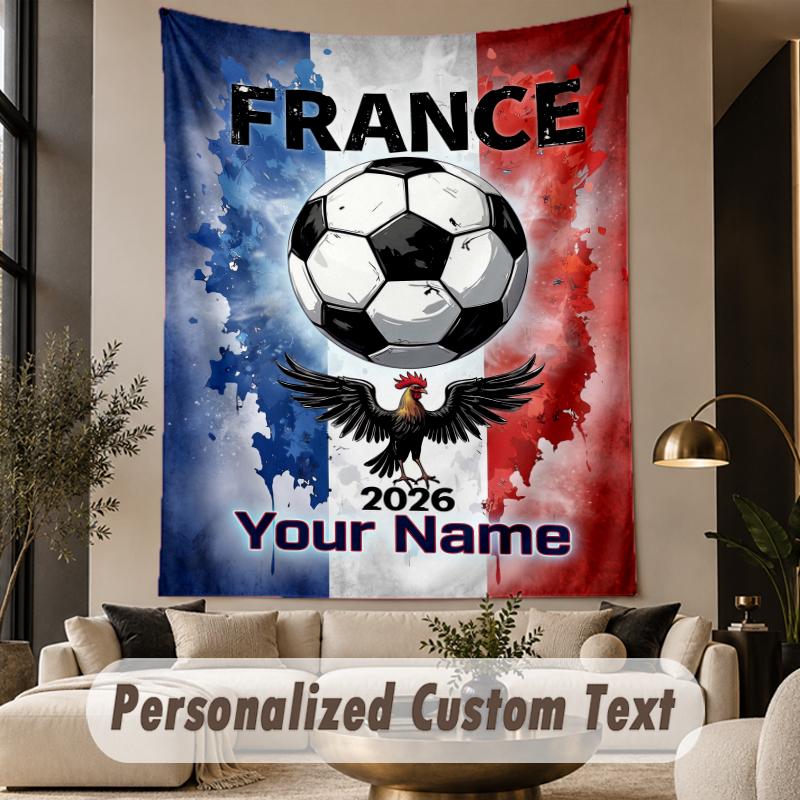 Custom Text Tapestry France national football team Print Wall Tapestry Indoor Living Room Wall Decor