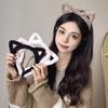 Cute Wide-Brimmed Plush Cat Ear Headband for Face Washing & Teeth Brushing - Includes Hair Tie & Clip