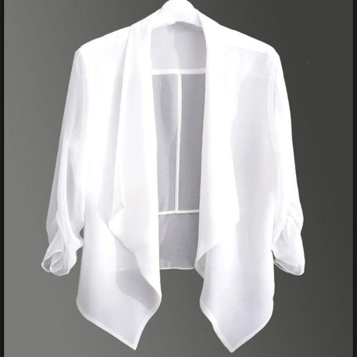 

Spring and summer new large size chiffon cardigan thin short small coat summer shawl sunscreen clothes women s skirt 5XL білий