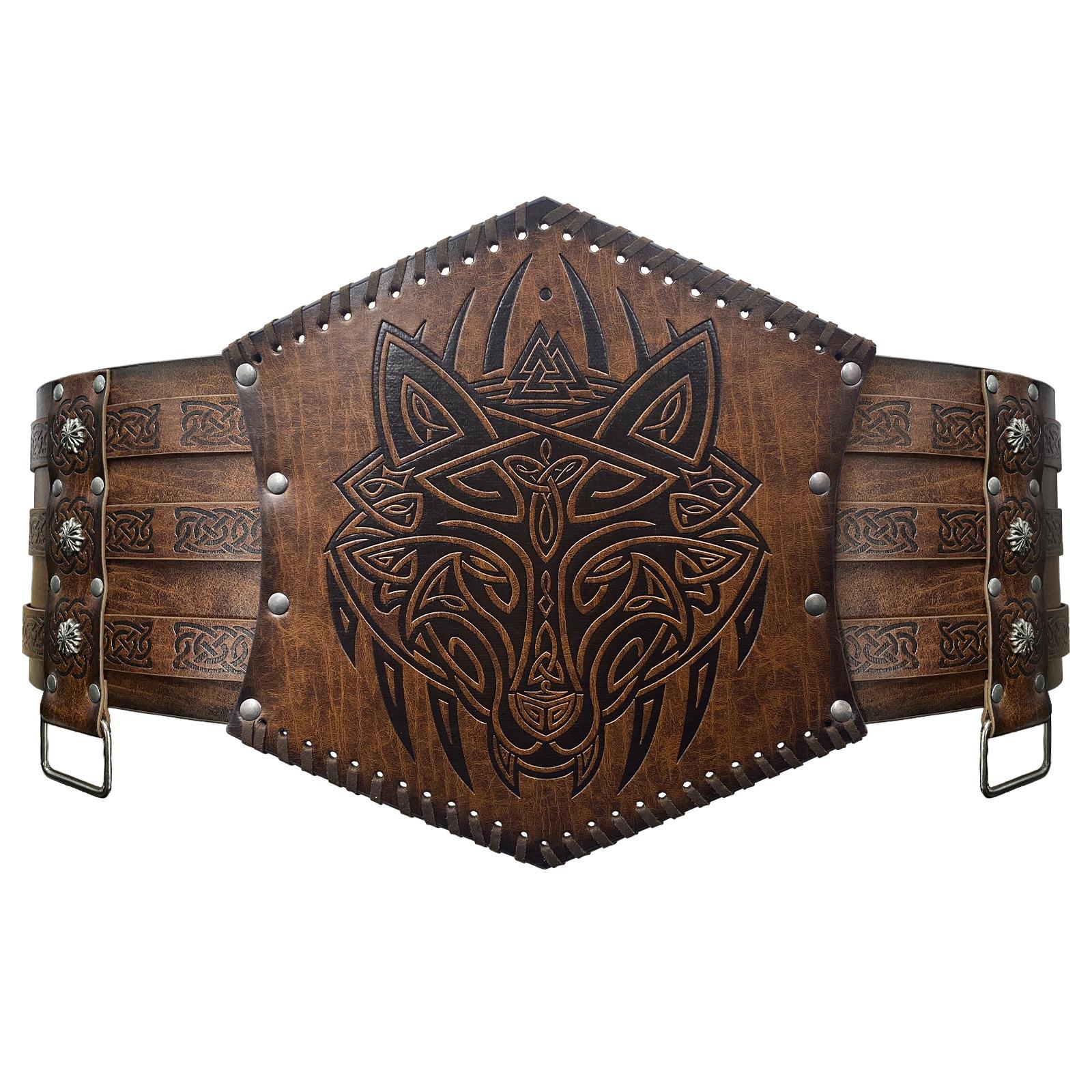Embossed Wide Belt: -Retro Waist & Knight s Belt One Size