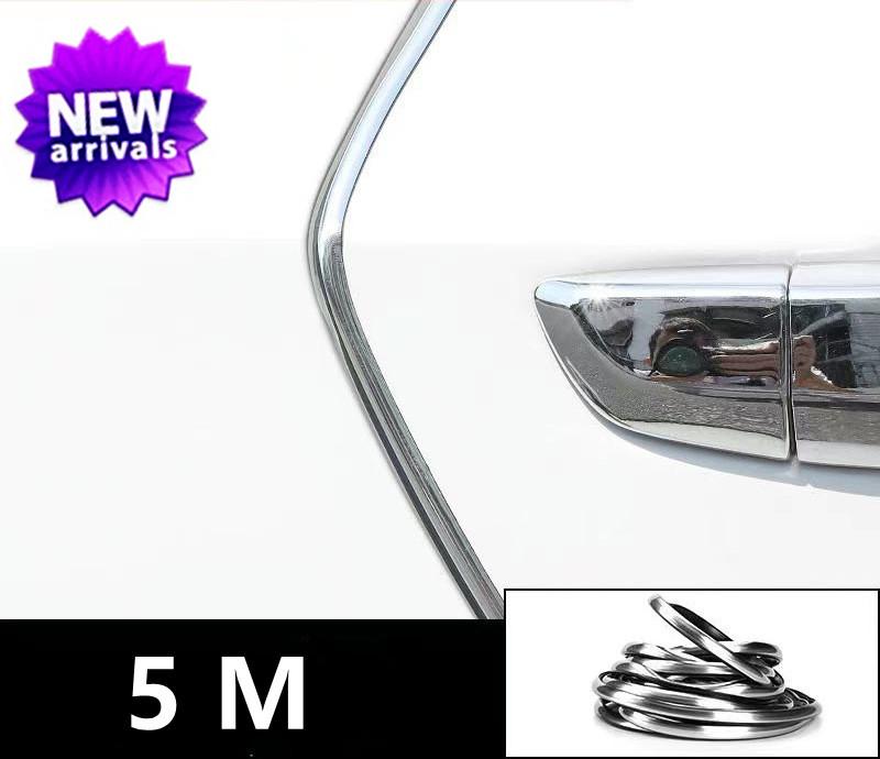 

5M Carbon Fibre Car Door Trim Strip Edge Scratch Guard Protector Cover Strip Roll Chrome Styling Moulding Trim Strip