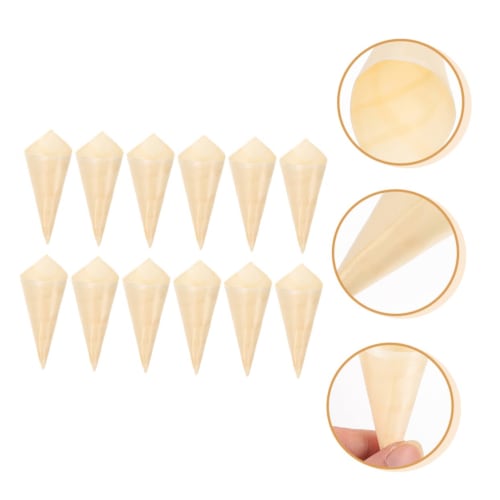 COLLBATH 100pcs Disposable Wooden Cones for Ice Cream, Dessert, Candy, Finger Food, Party Meal Serving
