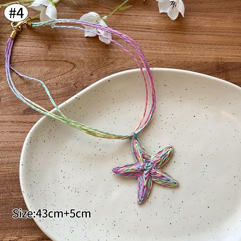 Starfish Shell Necklace Beach Vacation Style Pendant Necklace for Women Fashion Collarbone Chain Summer Sweet Jewelry Gift