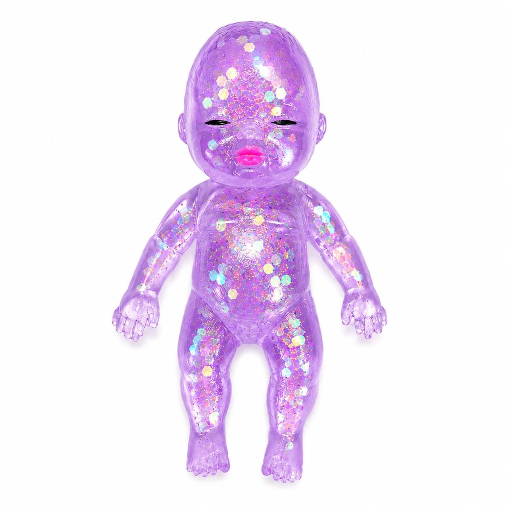 11cm Soft Squeeze Doll Toy with Sparkling Glitter Inside Stress Relief Toy for Kids and Adults Flexible Sensory Fidget Toy for Anxiety and Focus