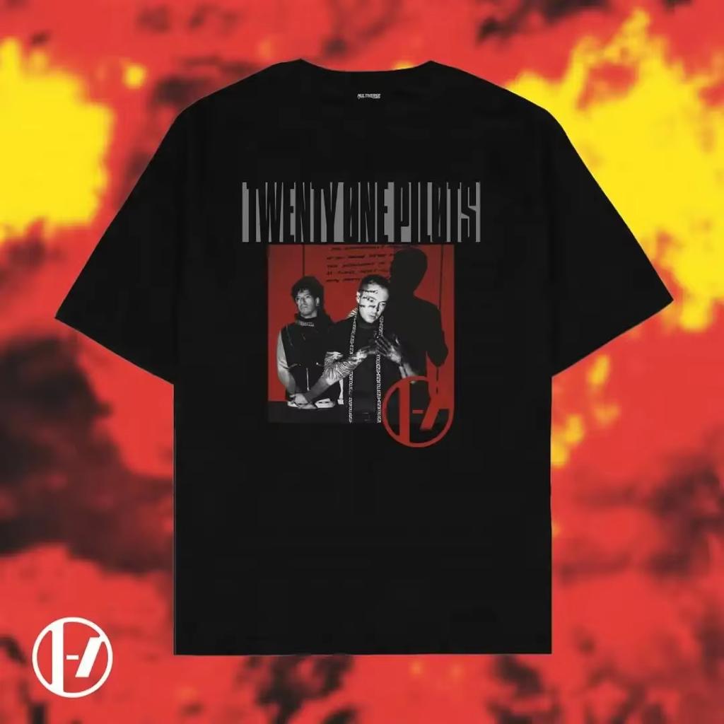 T-shirt con Stampa Grafica Band Twenty One Pilots da Uomo e Donna Manica Corta Oversize Y2k Top Hip Hop Streetwear Maglietta Oversize