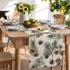 Christmas Pine Needles Pinecones Linen Table Runner Party Decor Winter Xmas Kitchen Dining Table Runner Christmas Decorations