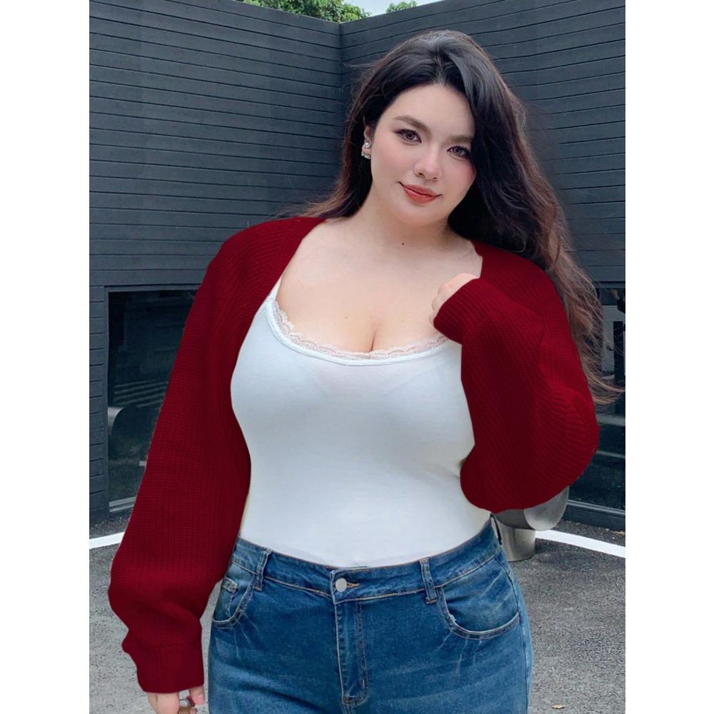 New Large-sized Sexy Solid-color Long-sleeved Cardigan Knitted Sweater for Women In Autumn and Winter