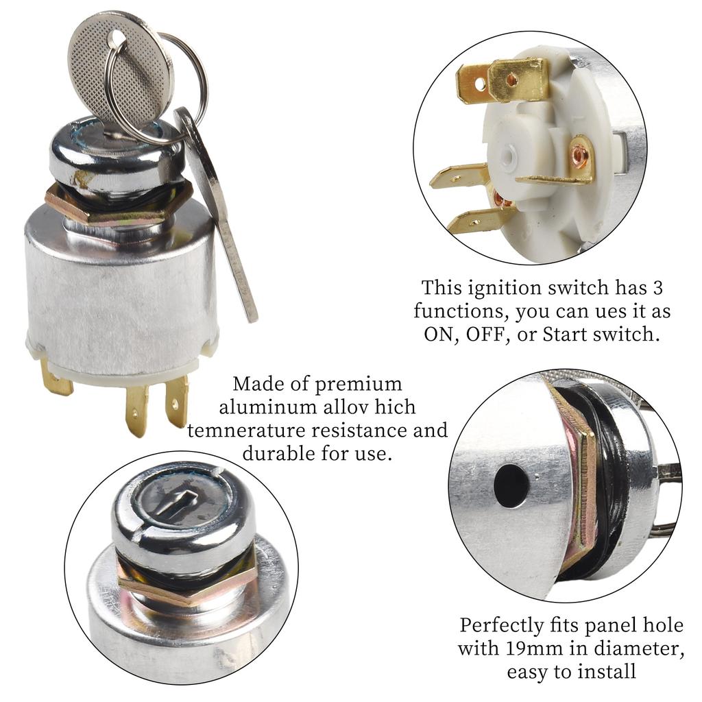 Keys Ignition Switch 12V 1pc Aluminum Brand New High Temperature Resistance Silver Car Lgnition Switch W/2 Keys