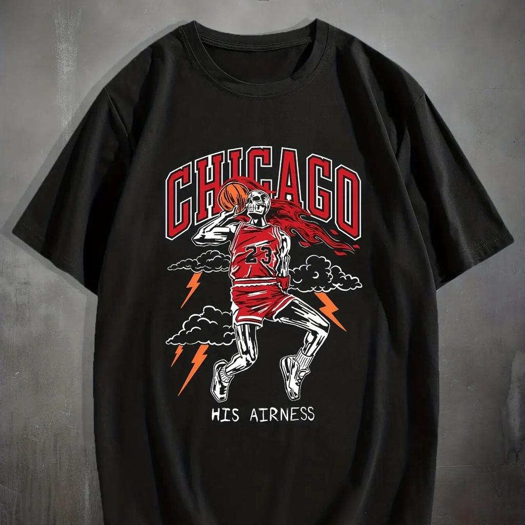 Stylisches Basketballspieler Muster Print Unisex Bequemes Schickes T-Shirt, Grafik T-Shirt Unisex Sommer Outdoor Kleidung, Unisex Kleidung Unisex