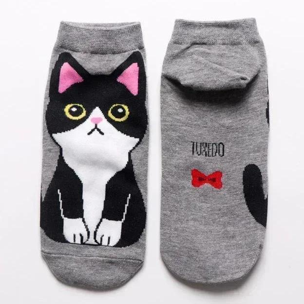 5Pairs Set 3D Cartoon Lovely Cat Puppy Dog Soft Pure Cotton Anklet Socks Harajuku Kawaii Versatile Breathable Casual Short Socks