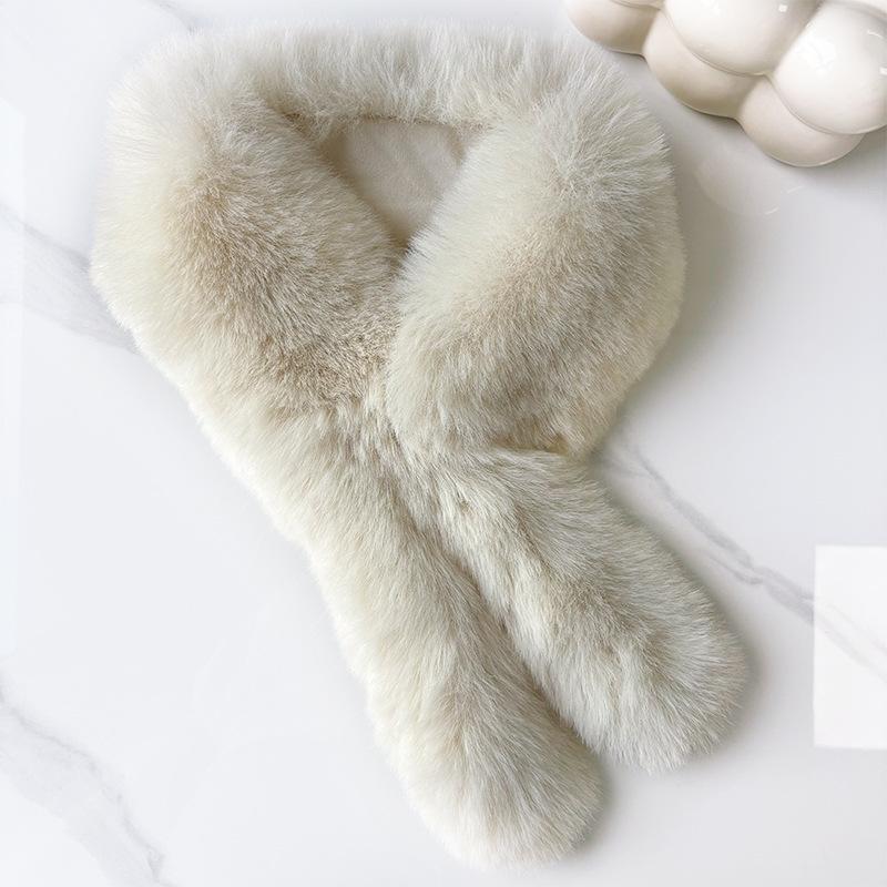 1Pcs Imitation Fox Fur Cold Resistant Collar Scarves Neck Warmers Plush Fluffy Fur Scarf Thicken Solid Color Warm Neckerchief