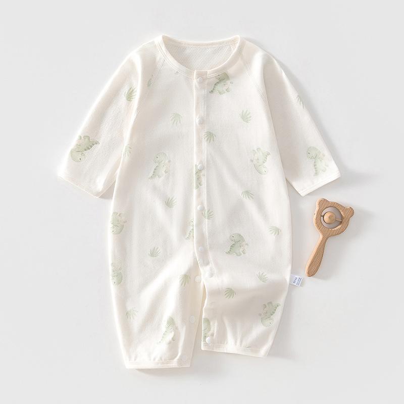 Baby Long Sleeve Romper Summer Cotton Mesh Breathable Newborn Infant Onesie Lightweight Sleepwear Crawling Clothes