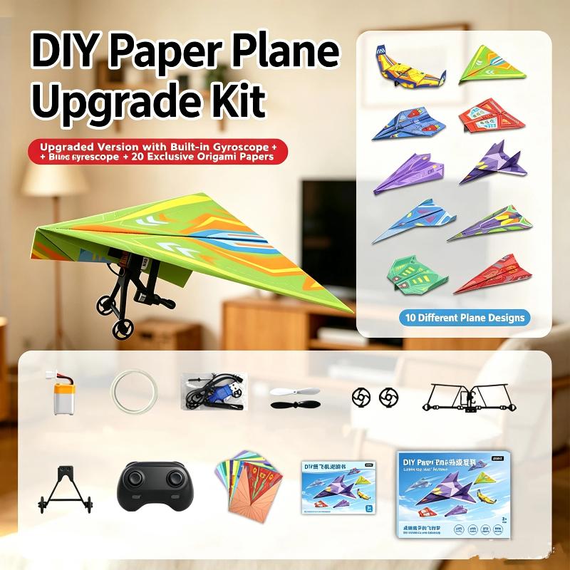 Remote Control Paper Airplane Kit With Gyro Stabilizer Diy Electric Rc Plane Power Module Paper Aircraft Transmitter Component