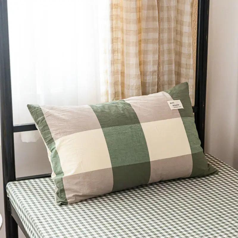 Plaid Pillow Case Home Bedroom Couples Cotton Comfortable Washable Case Cover for Adults Sleeping Textile New