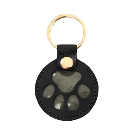 Paw Shaped Keychain Faux Leather Dog Hair Storage Keychain Transparent Pet Hair Souvenir Refillable Keyring Memorial Gift