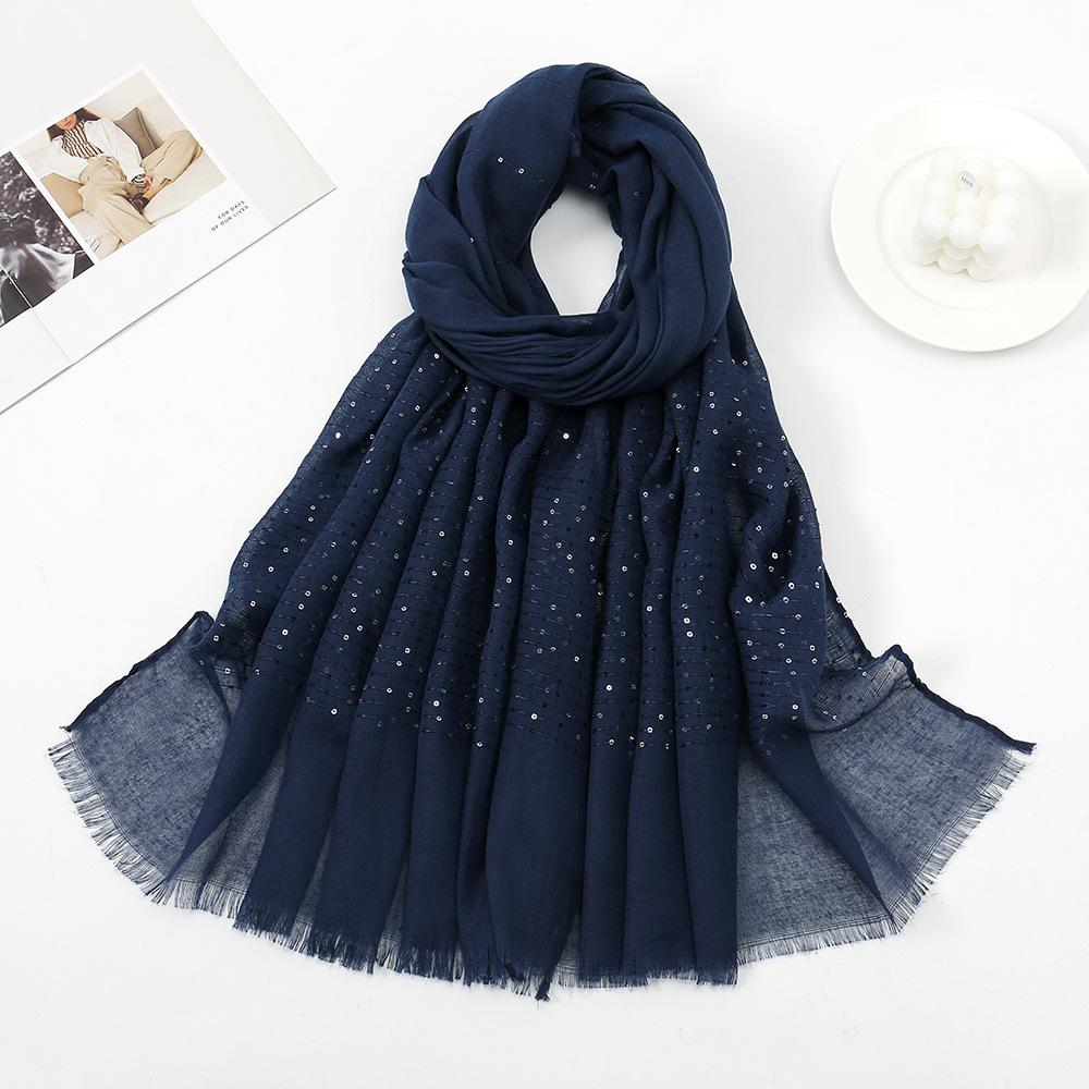 Autumn Winter New Candy Color Sequin Scarf Women Girls Rough Selvedge Scarves Soft Sunscreen Outdoor Shawl Female Wrap Shawls