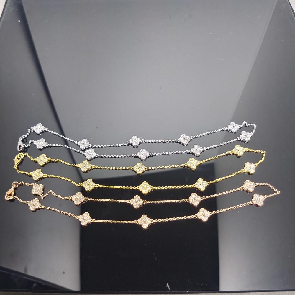 10 Flower Four-leaf Clover Necklace Non-fading Women's Summer Clavicle Chain