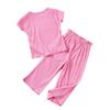 Mädchen Einfarbiges Set - Kurzarm-Top & Hosen Outfit