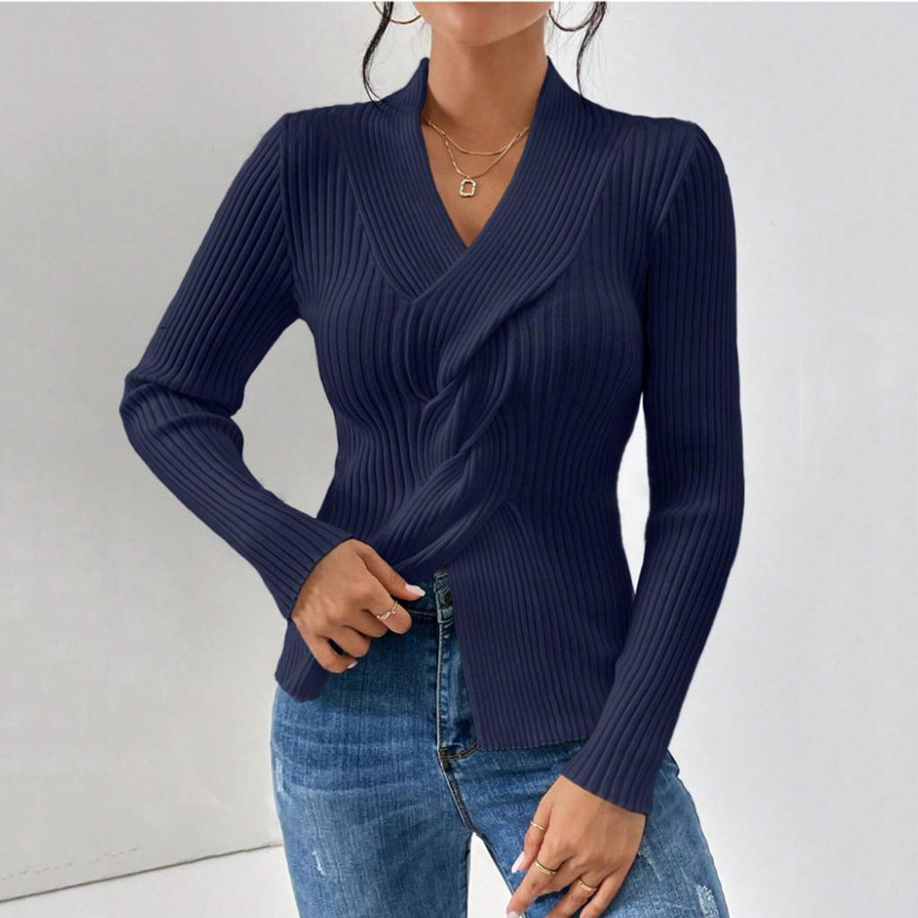 Women's Casual Round Neck Colorblock Pullover Sweater Loose Casual Long Sleeve Contrast Color Top