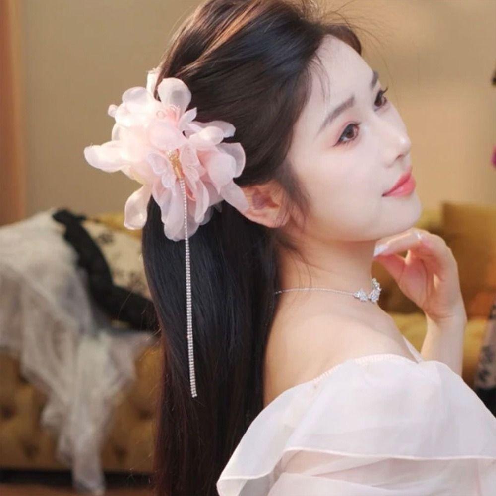 Puffy Tassel Hair Claws Feather Flower Updo Shark Clips Fashion Hair Accessories  for Women Girls