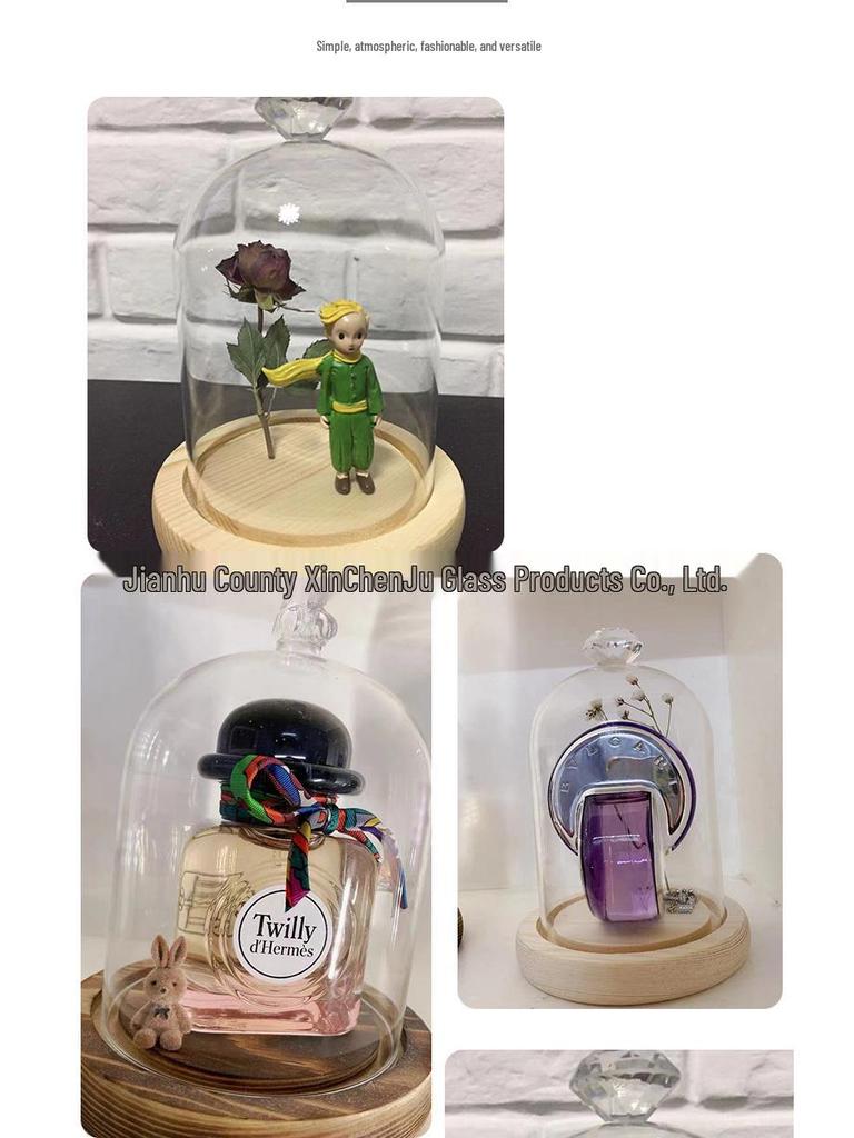 Heart-Shaped Glass Dome Display Cover for Miniatures