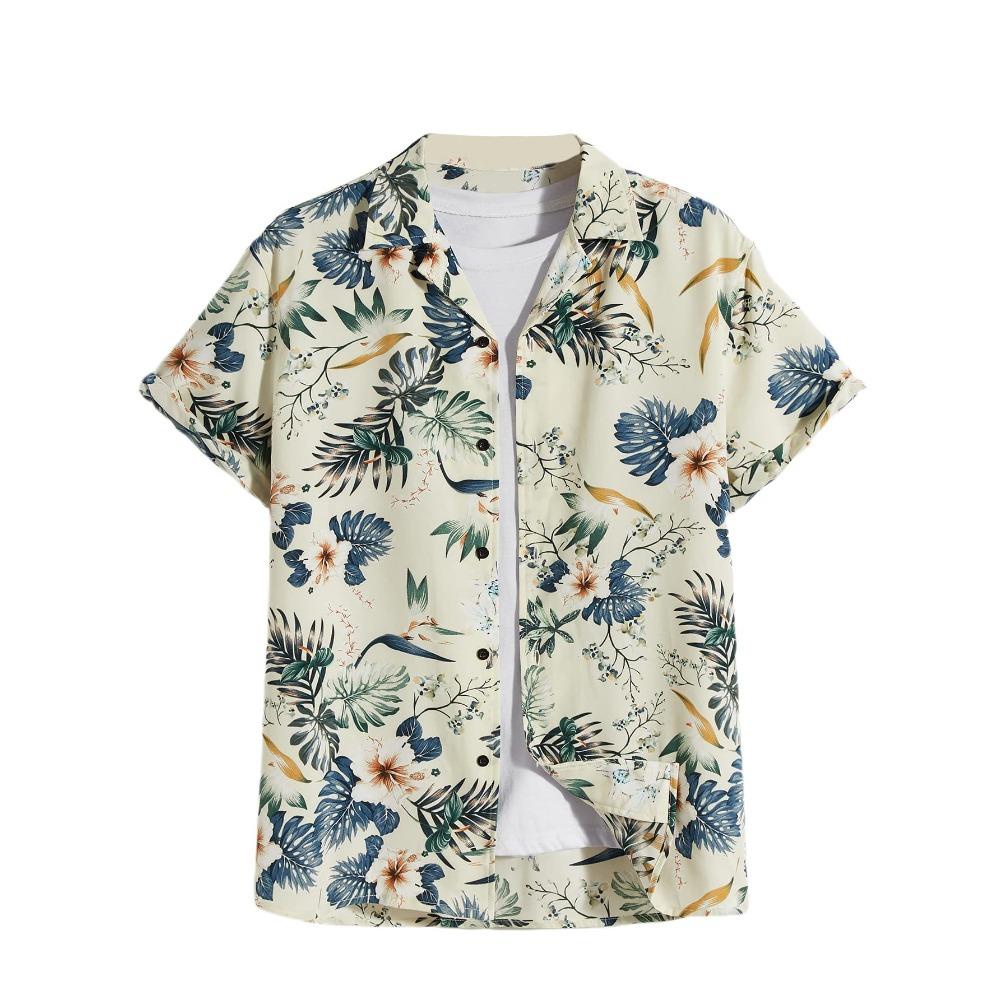 Summer Fashion Casual Holiday Beach Shirt 3D Flower Pattern T-shirt Retro Short Sleeve Street Vacation Outdoor Men's and Women's Shirt