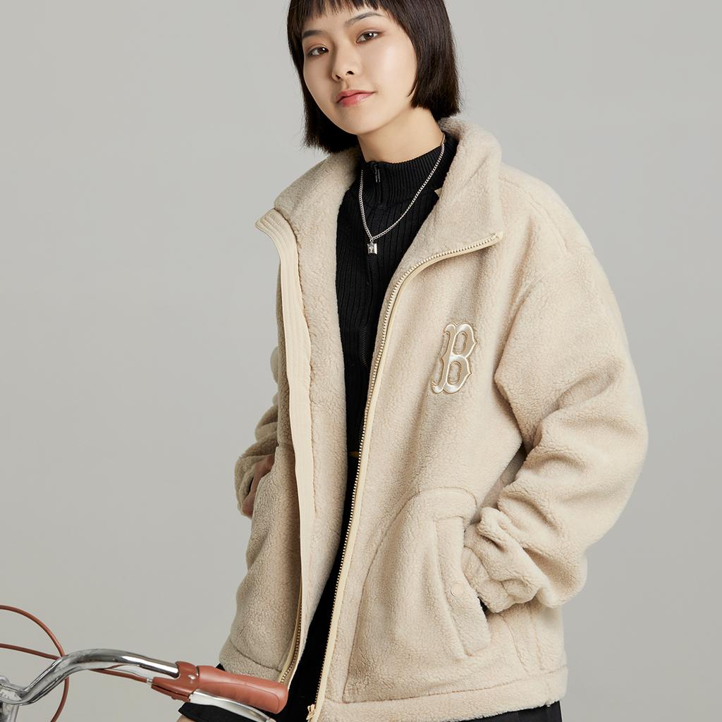 New MLB Velvet Jackets Unisex Light Beige 3AFDB0626-43BGS