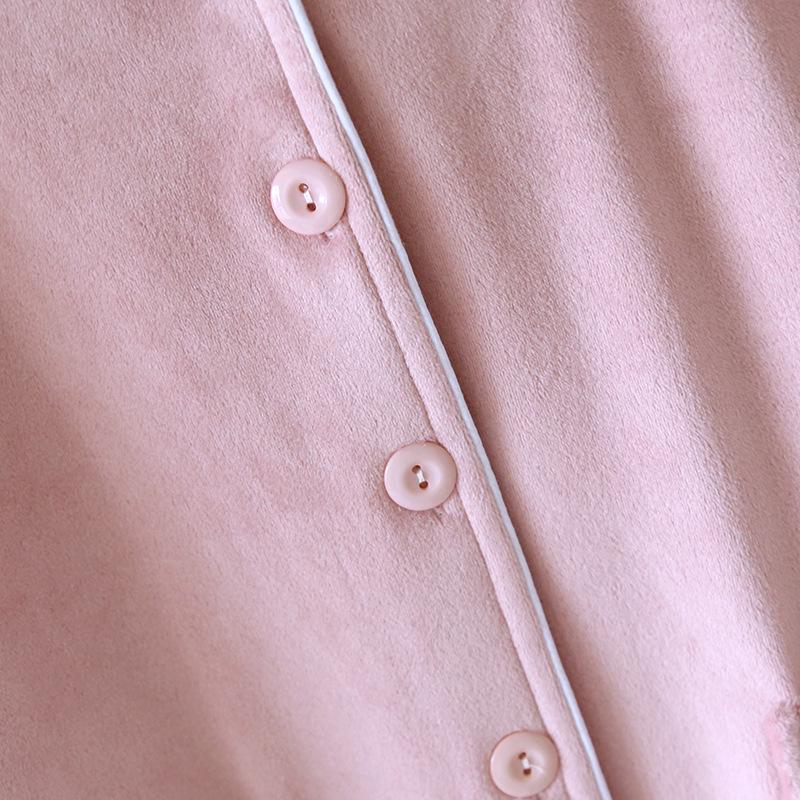 Women's Winter Fleece Pajama Set - Warm Cardigan, Long Sleeves, Side Pockets, Can Be Worn Outside in Spring and Autumn