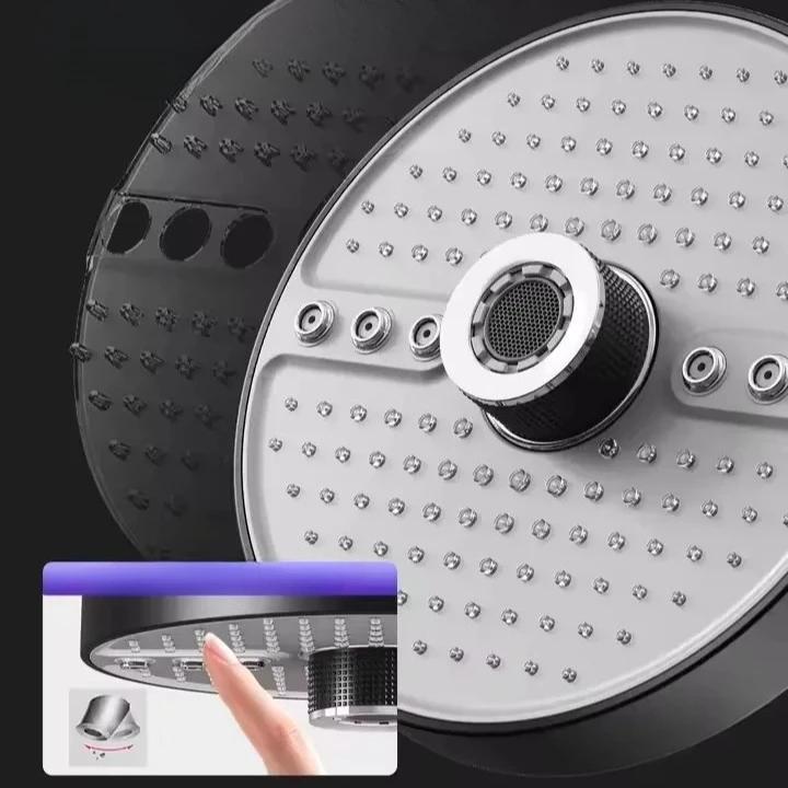 Bathroom Rainfall Showerhead 5 Modes Large Flow Supercharge Shower Head 175mm Round High Pressure Top Spray Bathroom Accessories