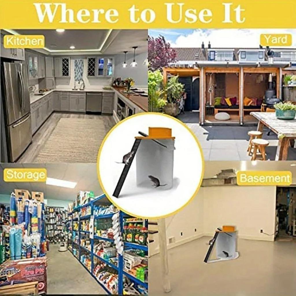 Mouse Catcher Trap Bucket Intelligent Pitfall Auto Reset Flip and Slide Bucket Lid Auto Reset Reusable Mouse Pest Control Traps