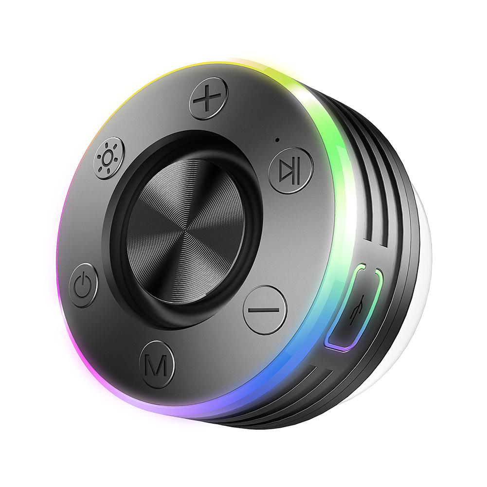 Waterproof Shower Speaker with Suction Cup/RGB Light Bluetooth-Compatible 5.2 Stereo Subwoofer for Bathroom Party Travel Outdoor