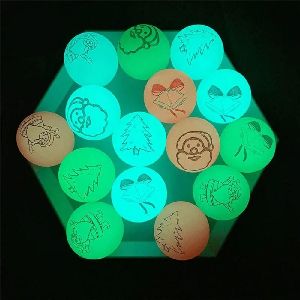 10pcs/set Glow In The Dark Luminous Bouncy Ball Solid Jumping Ball Christmas Decorations Kids Toys