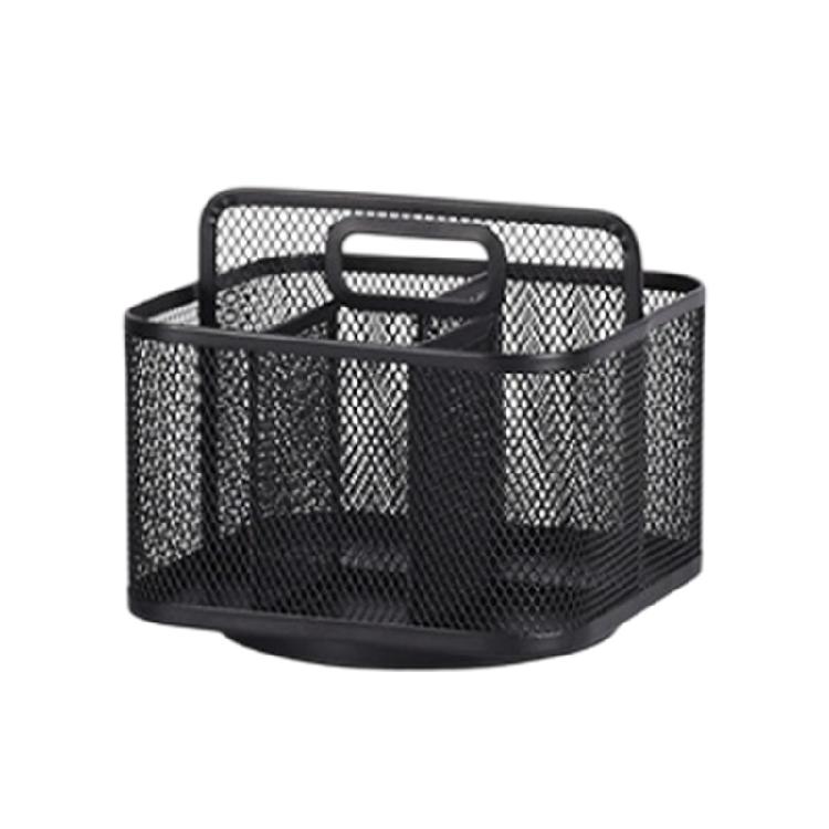 

5 Sections Desktop Pen Organiser 360 Degree Rotating Metal Pen Stand Multi Compartment for Office Desk Organization