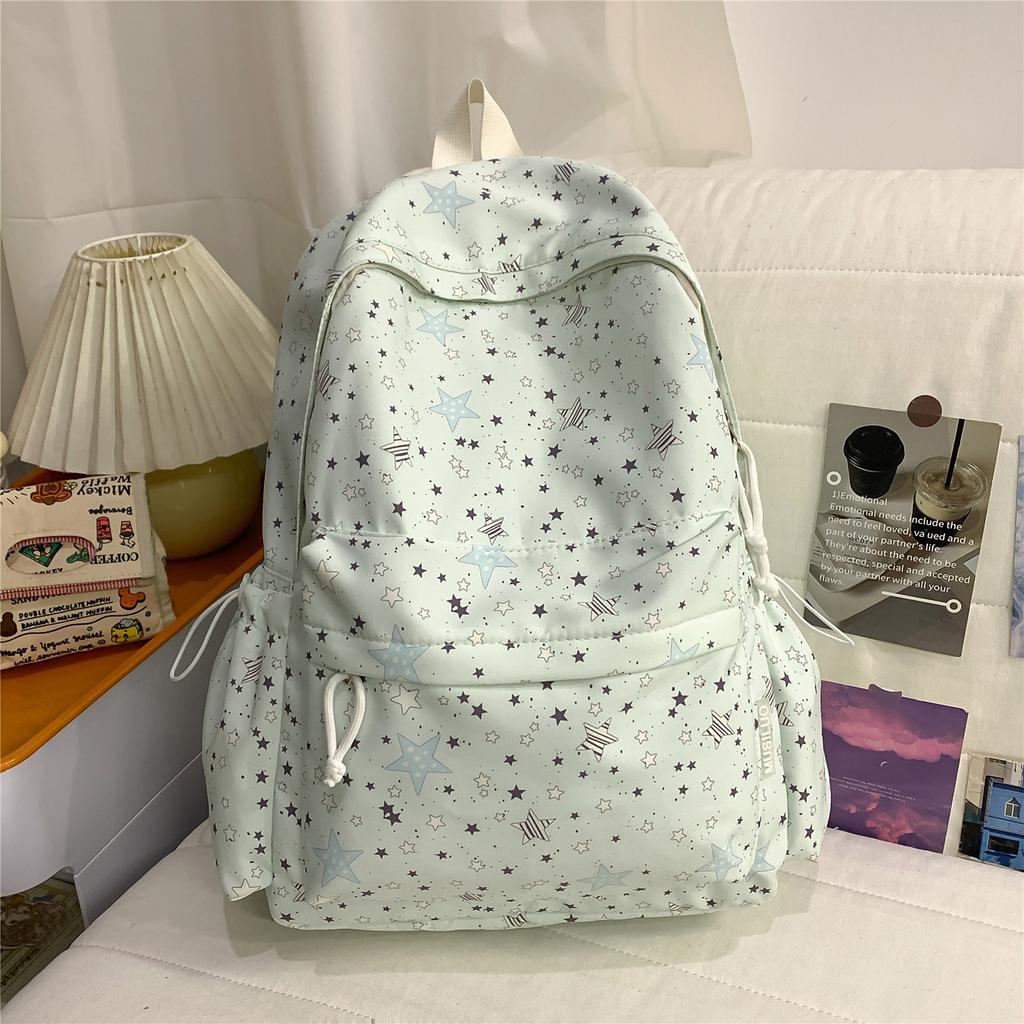 Schoolbag New High-value Star Schoolbag, Lightweight Casual Backpack for Junior and High School Students, Large Capacity, Small Fresh Backpack.