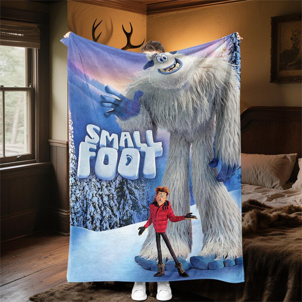 1pc small footOutdoor Flannel Blanket Soft Plush Decor for Picnics, camping,Bedroom, Playroom, or Lunch Break, Perfect Gift