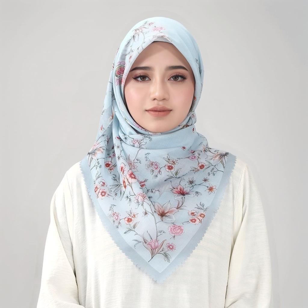 Blumenmuster Wellen Viskose Quadratisches Tuch Muslimische Hijabs Baumwoll Kopftuch Damenmode Malaysia Taschentuch Foulard 110*110cm