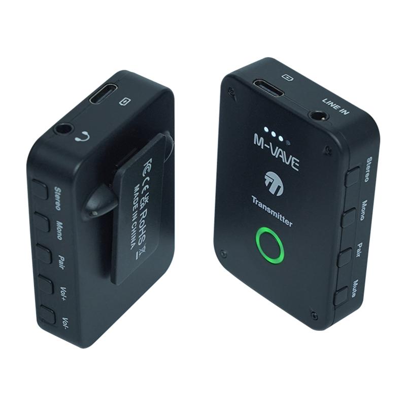 M-VAVE 2.4G Wireless Earphone Monitor Rechargeable ISM Transmitter Receiver with Volume Support Stereo Mono Mute Function