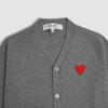Kawakubo Rei Heart V-Neck Red Wool Cardigan - Couple Style Play Knit Sweater
