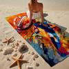 Football Player In Flames Beach Towel, Super Soft Microfiber, Gift for Her/Him, Birthday, for Pool, Beach, Travel, Home Decor Fan Gifts