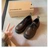 New Cowhide Grape Mother British Style Lace-up Heightened Thick Heel Thick Sole Derby Single Shoes Round Head Versatile Small Leather Shoes Women