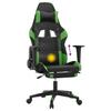 Vidaxl Massage Gaming Chair With Footrest, Black-Green, Eco-Leather