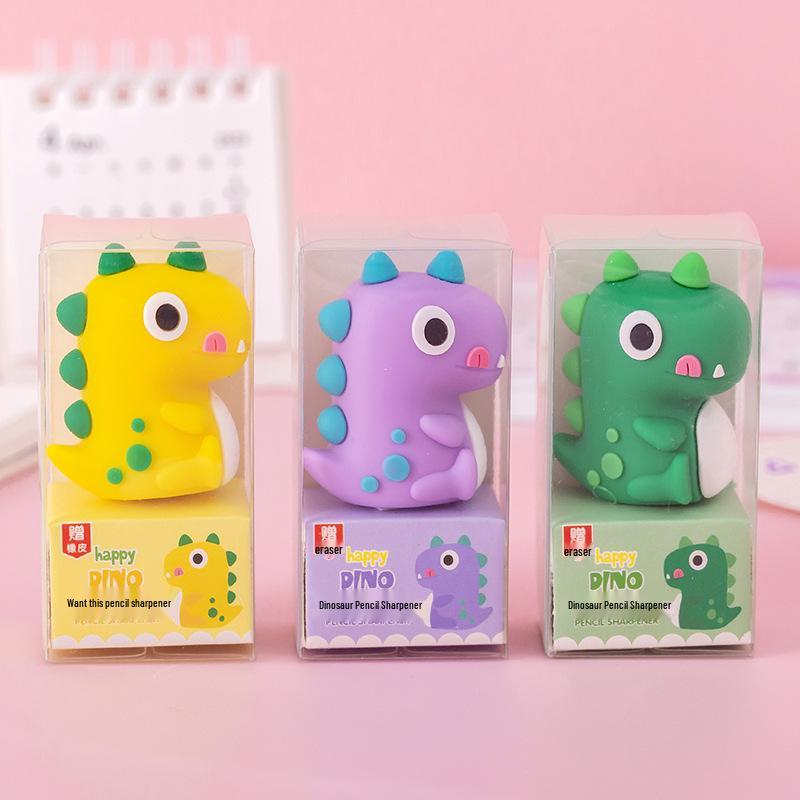 Portable Cute Cartoon Pencil Sharpener with Eraser for Primary Students - Stationery Gift